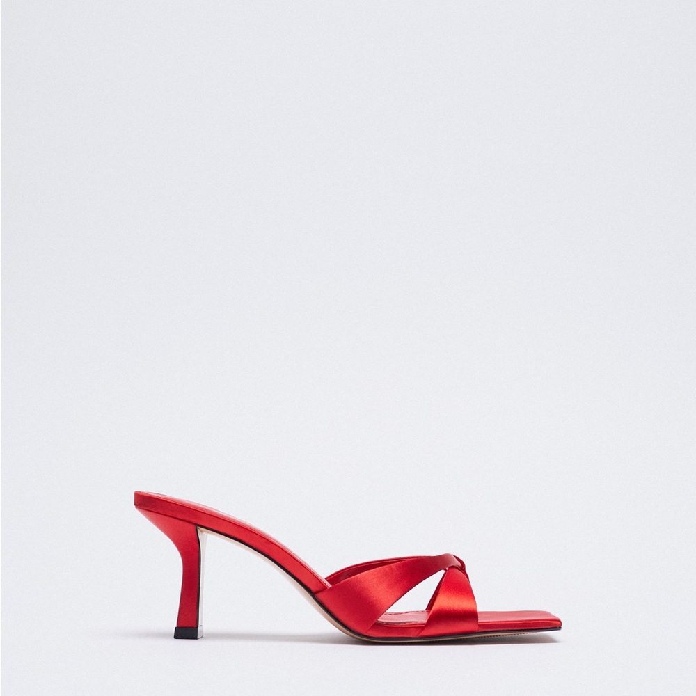 Zara Heeled Satin Effects Sandals - Picture 6 of 6